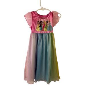 Disney Princess gown 2t sleep pajamas rn#87652 pink with rainbow colors